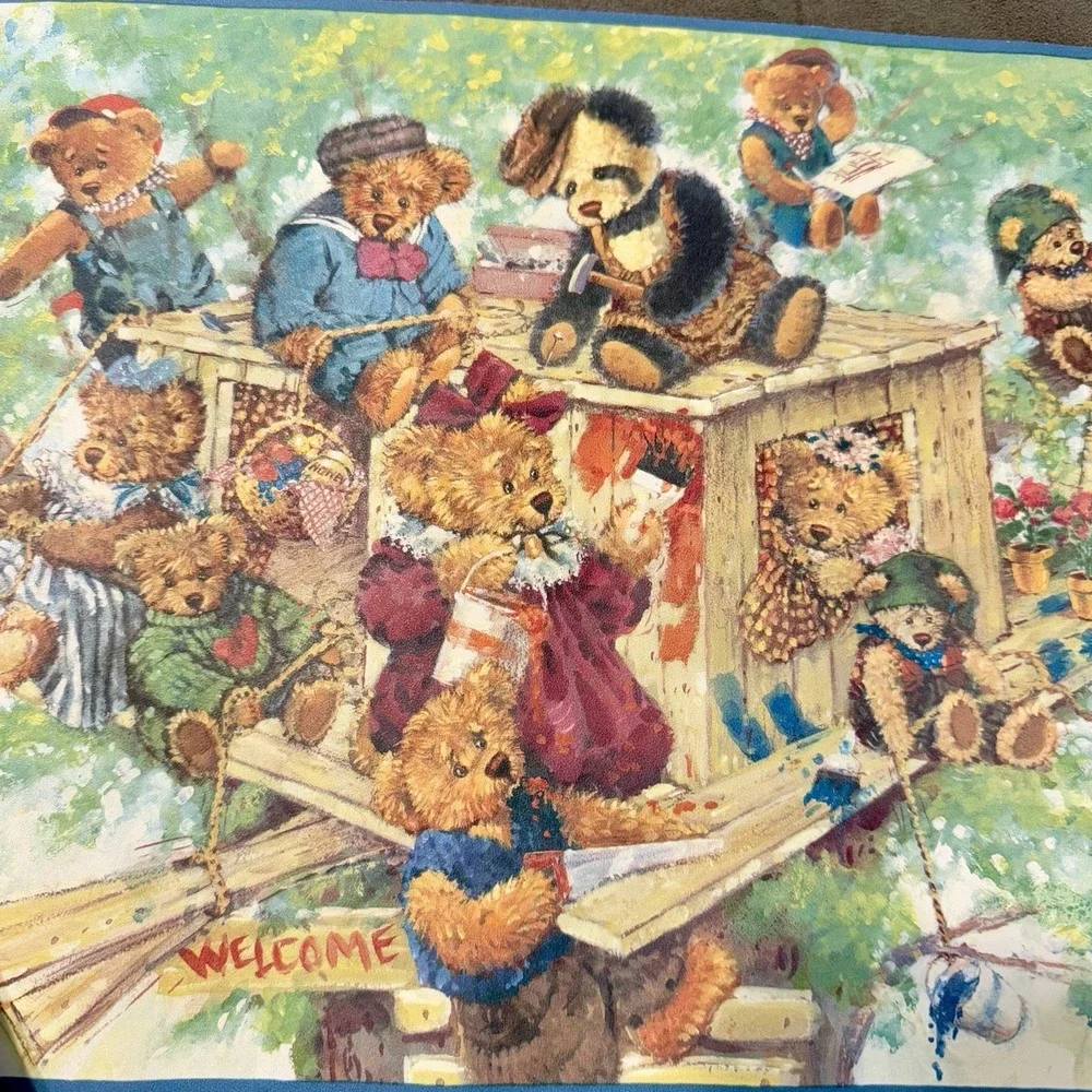 Vintage Teddy Bear Treehouse Wall Border Lot 5yd + 39in Partial‎ International